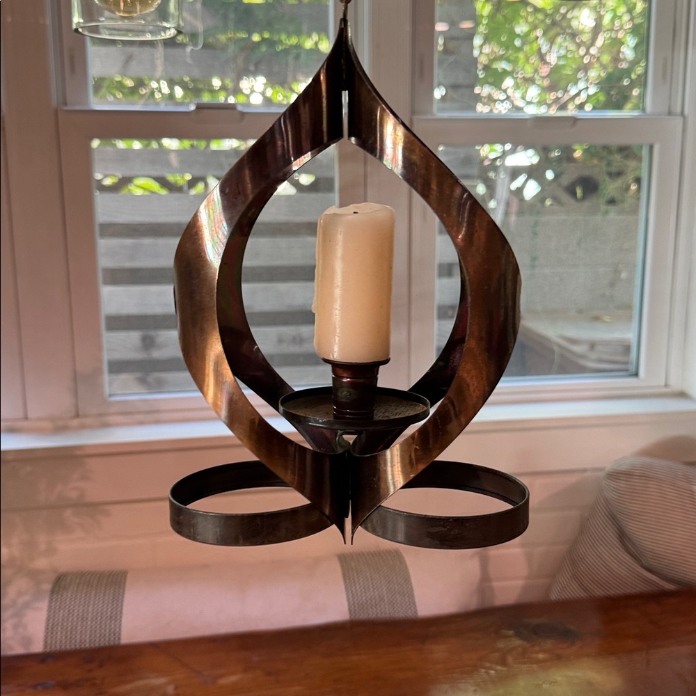 Vintage MCM Hanging Brass Candle Holder